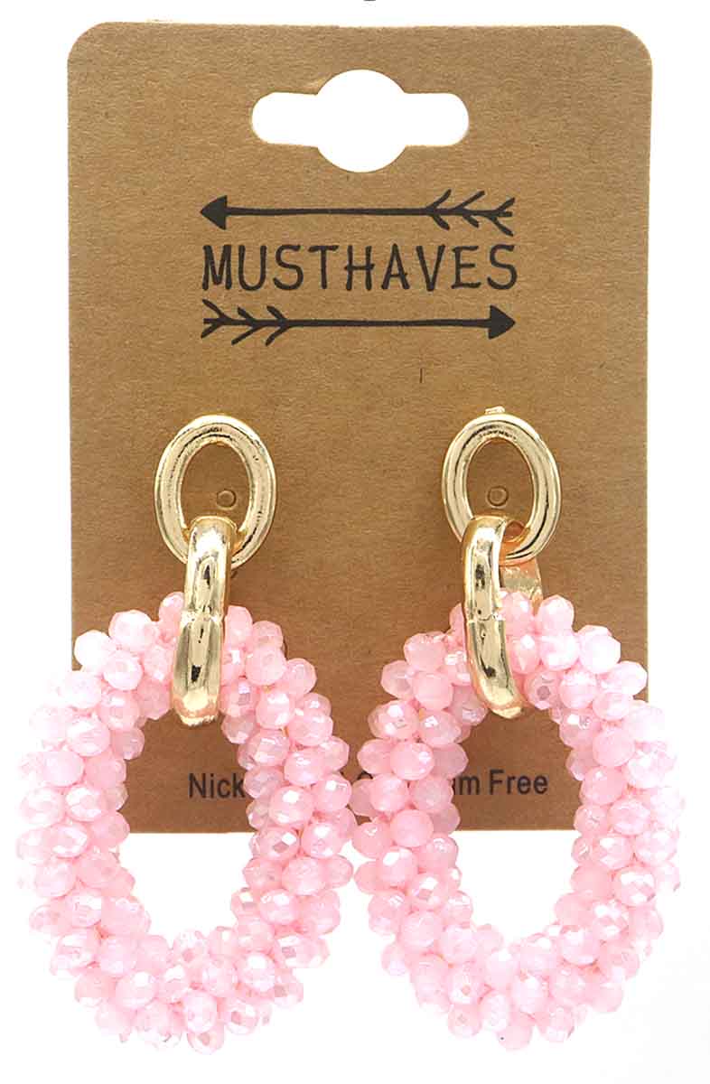 D-C15.3 E725-001 No. 14 Earrings Glass 5cm Pink