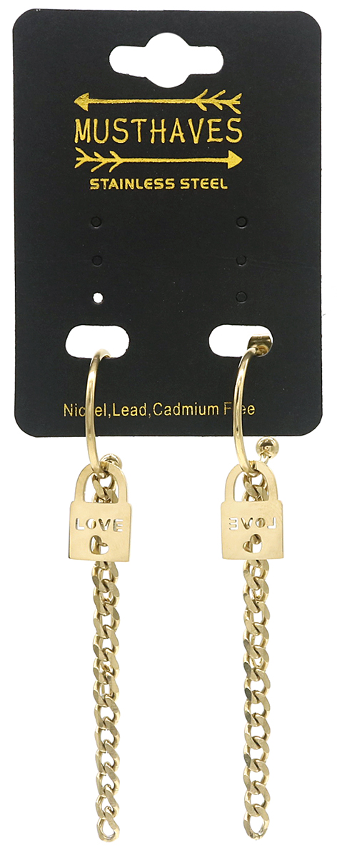 A-F23.2 E010-030G S. Steel Earrings Love Lock 2x7cm