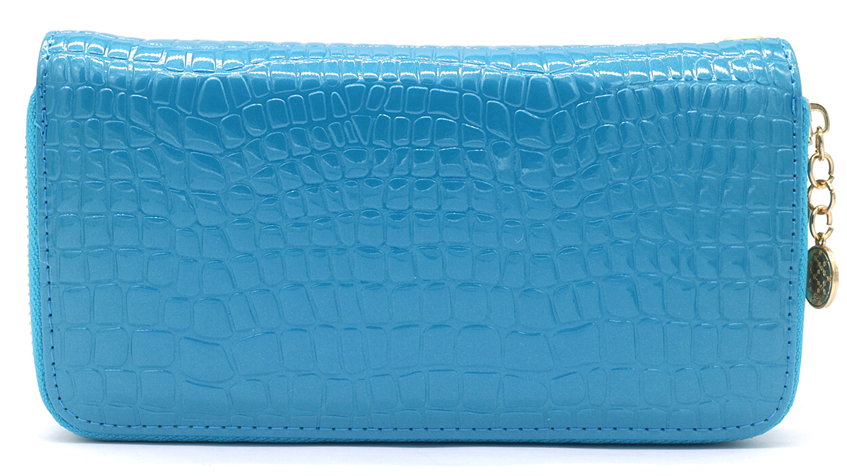 H-A1.2 WA004-008 PU Wallet Croco 19x10x3.5cm Blue