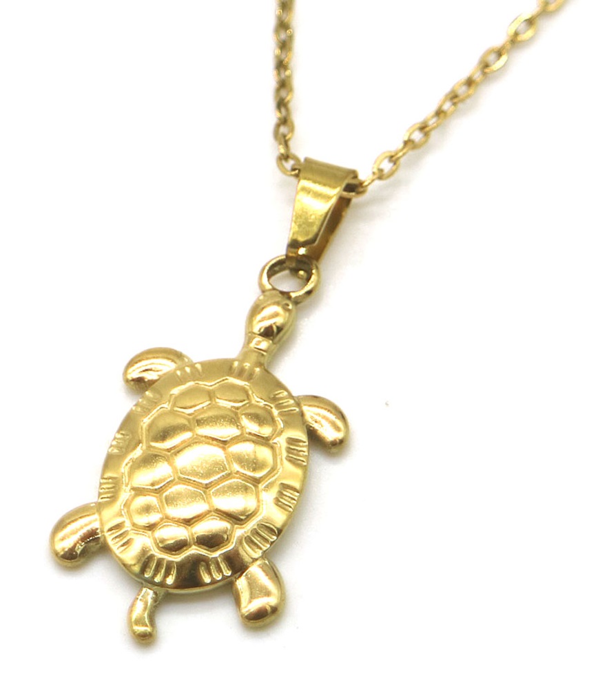 I-E7.2 N106-007G S. Steel Necklace Statement 2.5cm Turtle