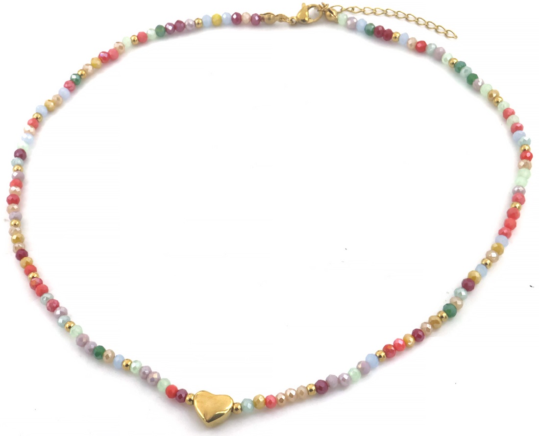 C-D8.2 N100-014-3 S. Steel Necklace Glassbeads