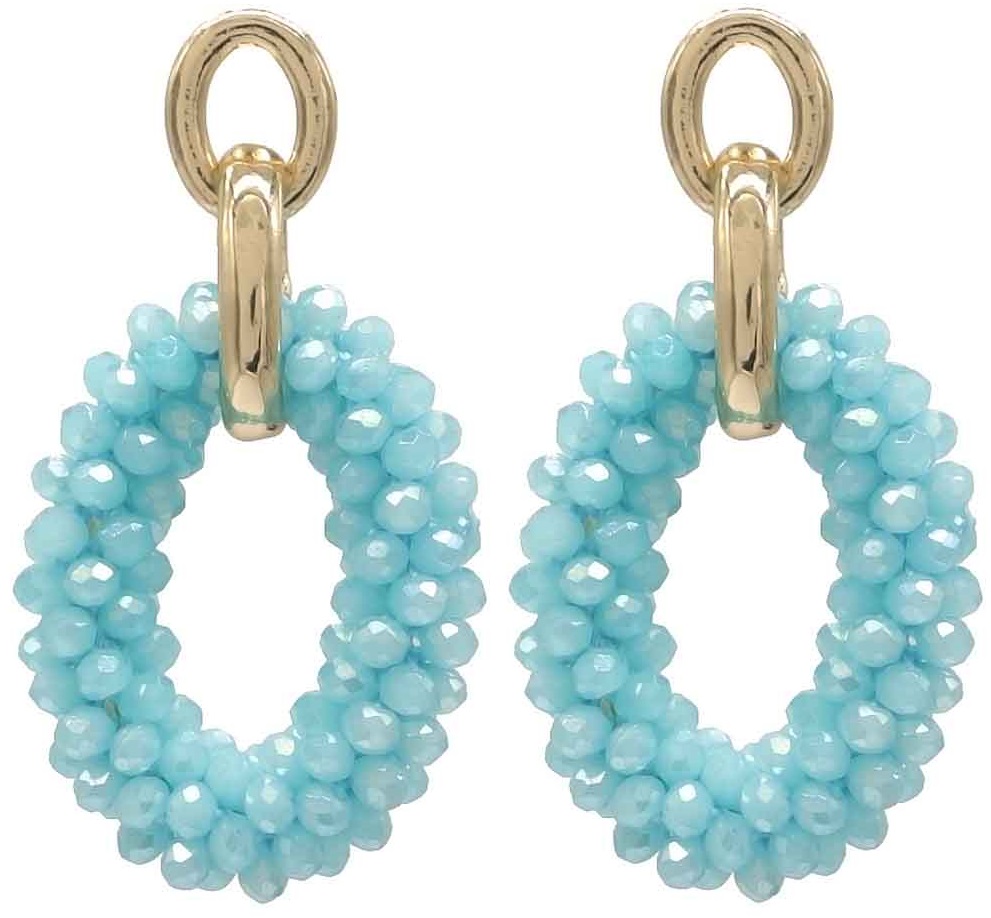 D-C15.1 E725-001 No. 11 Earrings Glass 5cm Blue