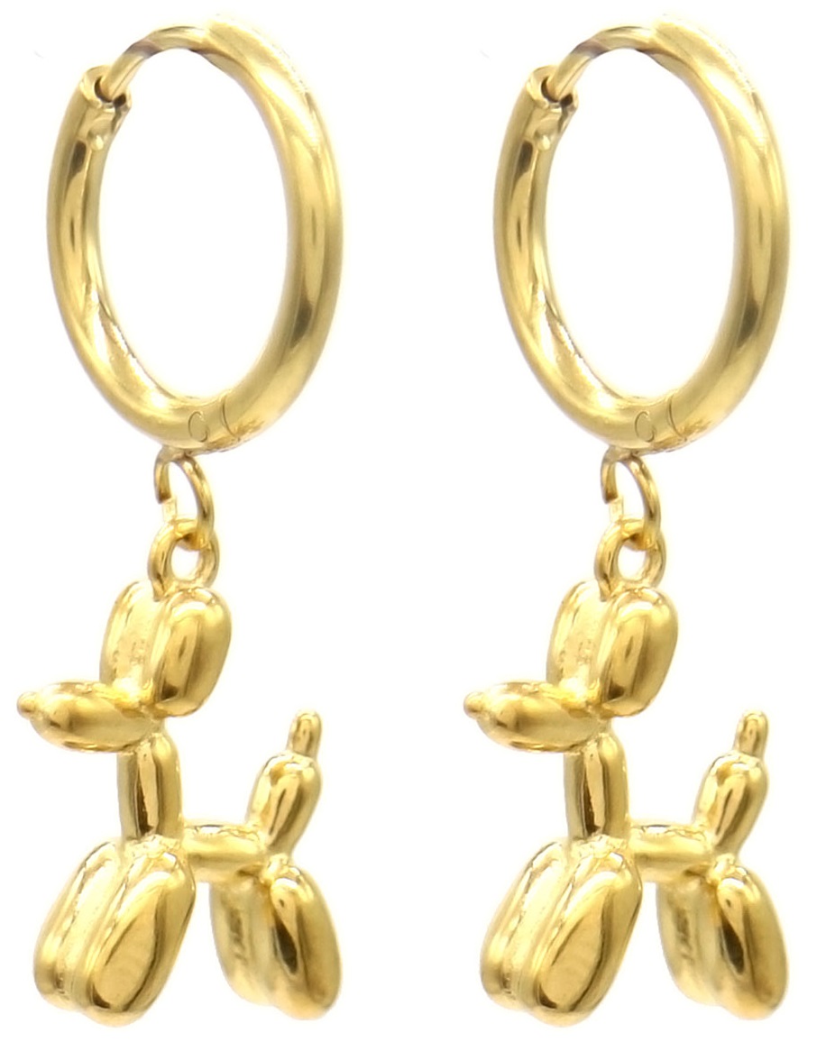 G-A21.1 E103-102G S. Steel Earrings Dog 3.5cm