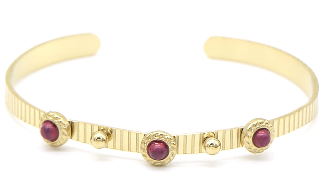 A-C10.1 B010-008G S. Steel Bangle with Purple Stone