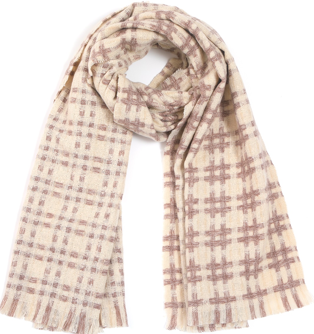 I-F1.1 SCARF705-006 No. 2 Scarf Checkered 190x65cm Brown-Beige