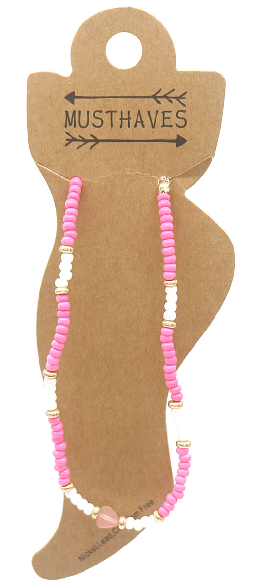 G-A1.1 ANK830-078-3 Anklet Heart Pink