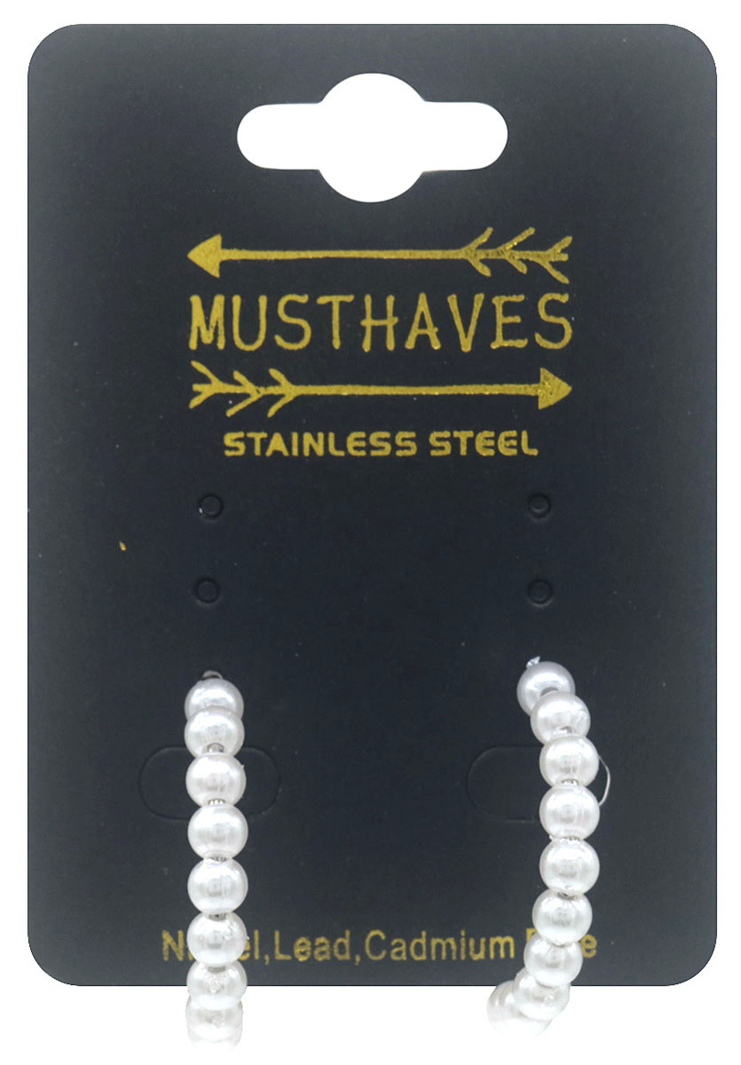 C-B7.2 E103-260S S. Steel Earrings Pearls 2.5cm