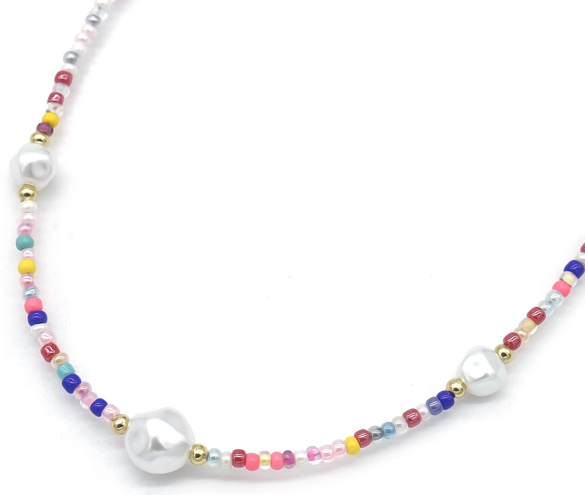 E-D9.3 N830-026-1 Necklace Glassbeads Multi