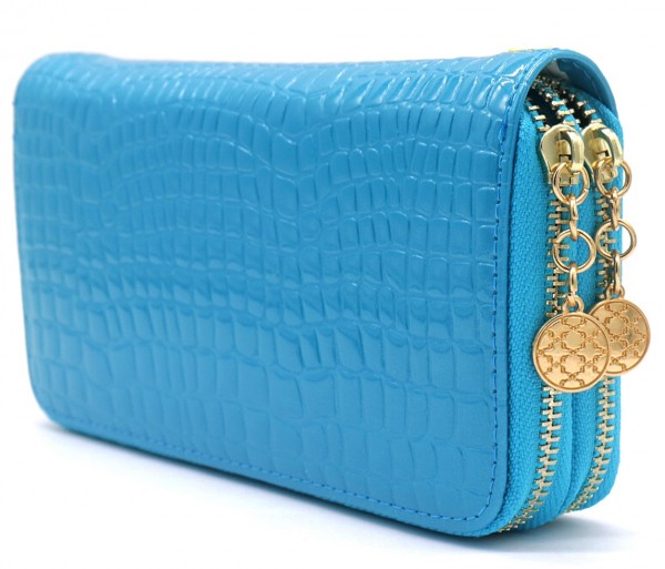 H-A1.2 WA004-008 PU Wallet Croco 19x10x3.5cm Blue