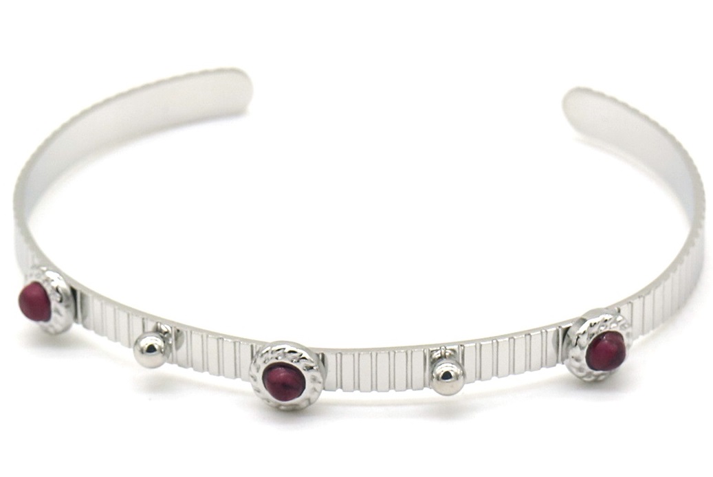 B-B8.2 B010-008S S. Steel Bangle with Purple Stone