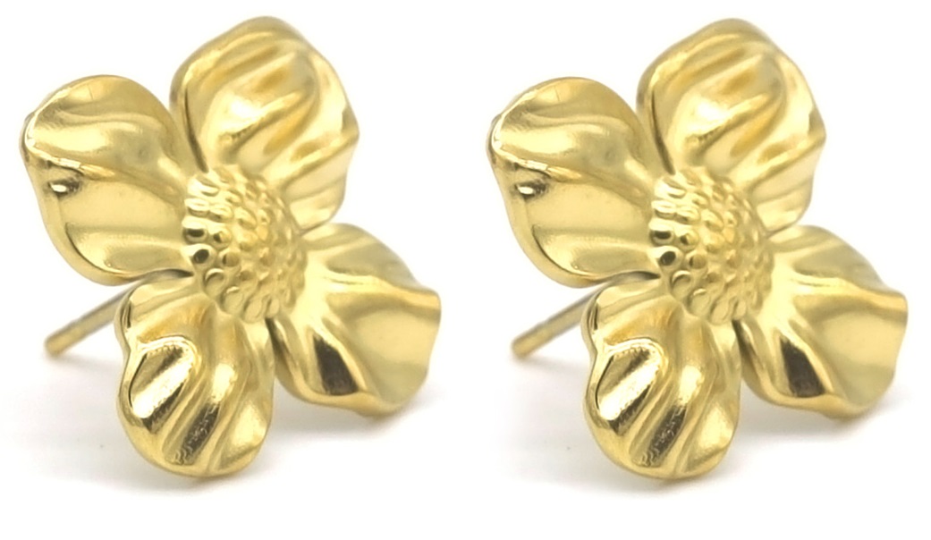 C-A9.3 E2457-059G S. Steel Earrings Flowers 1.8cm