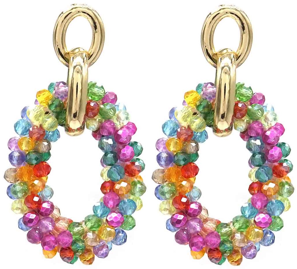 D-E2.1  E725-001 No. 10 Earrings Glass 5cm Multi