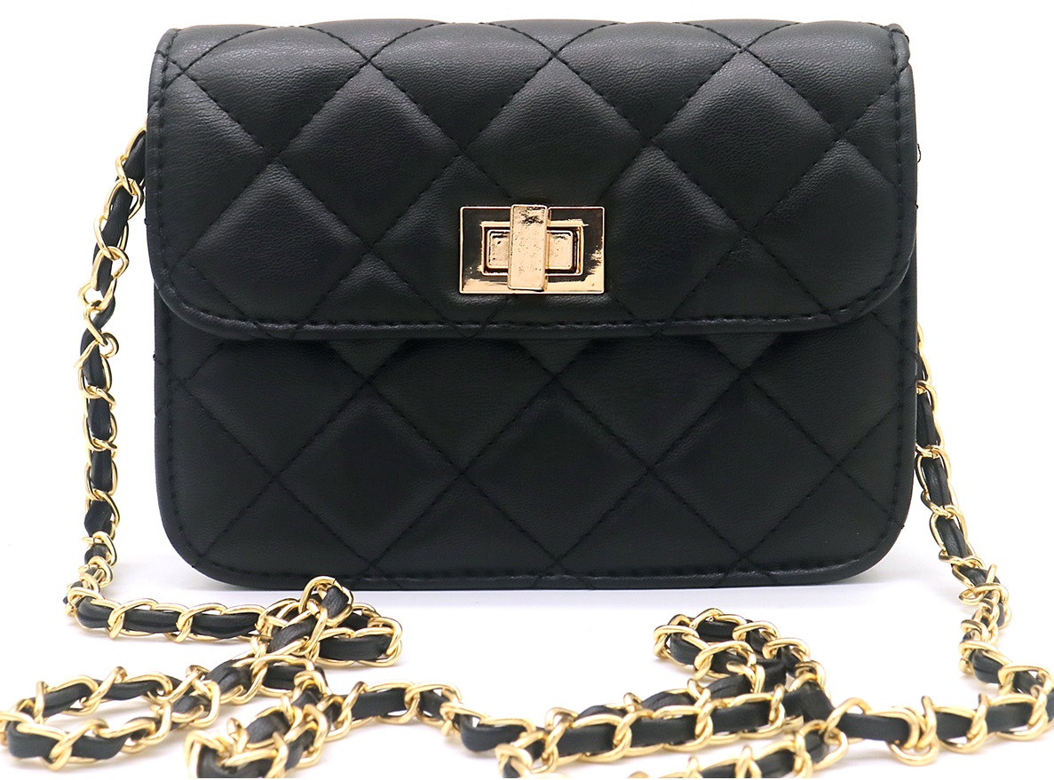 R-F2.1 BAG202-102 PU Bag Checkered 17.5x13x5.5cm Black