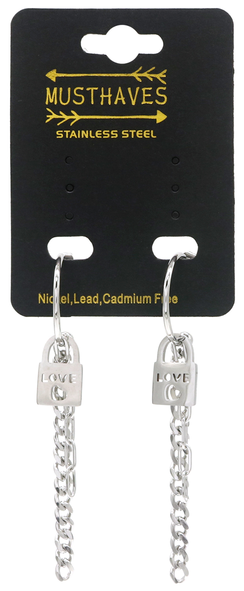 B-B16.1 E010-030S S. Steel Earrings Love Lock 2x7cm