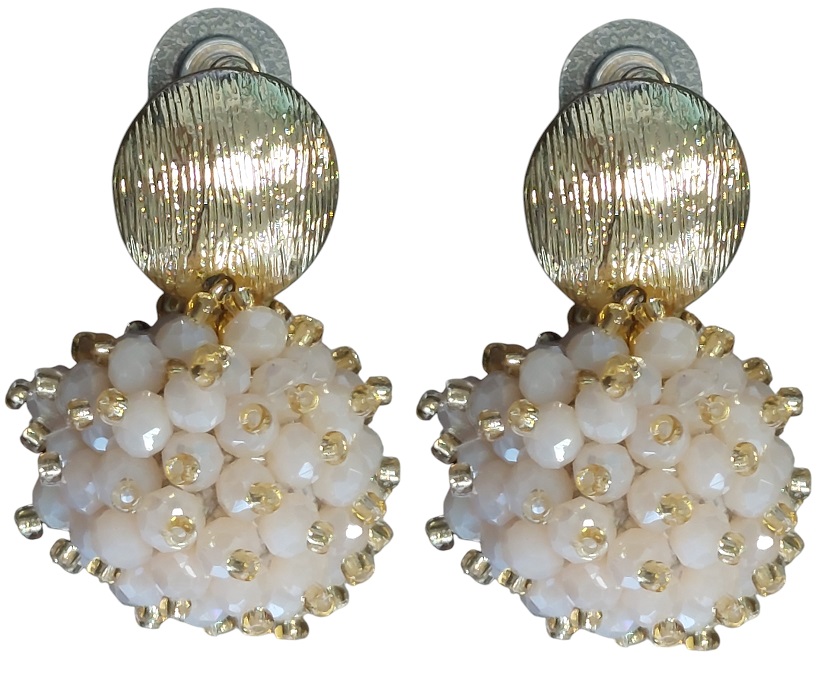 I-E16.2 E007-052G-3 Earrings Faceted Glassbeads 3.5cm