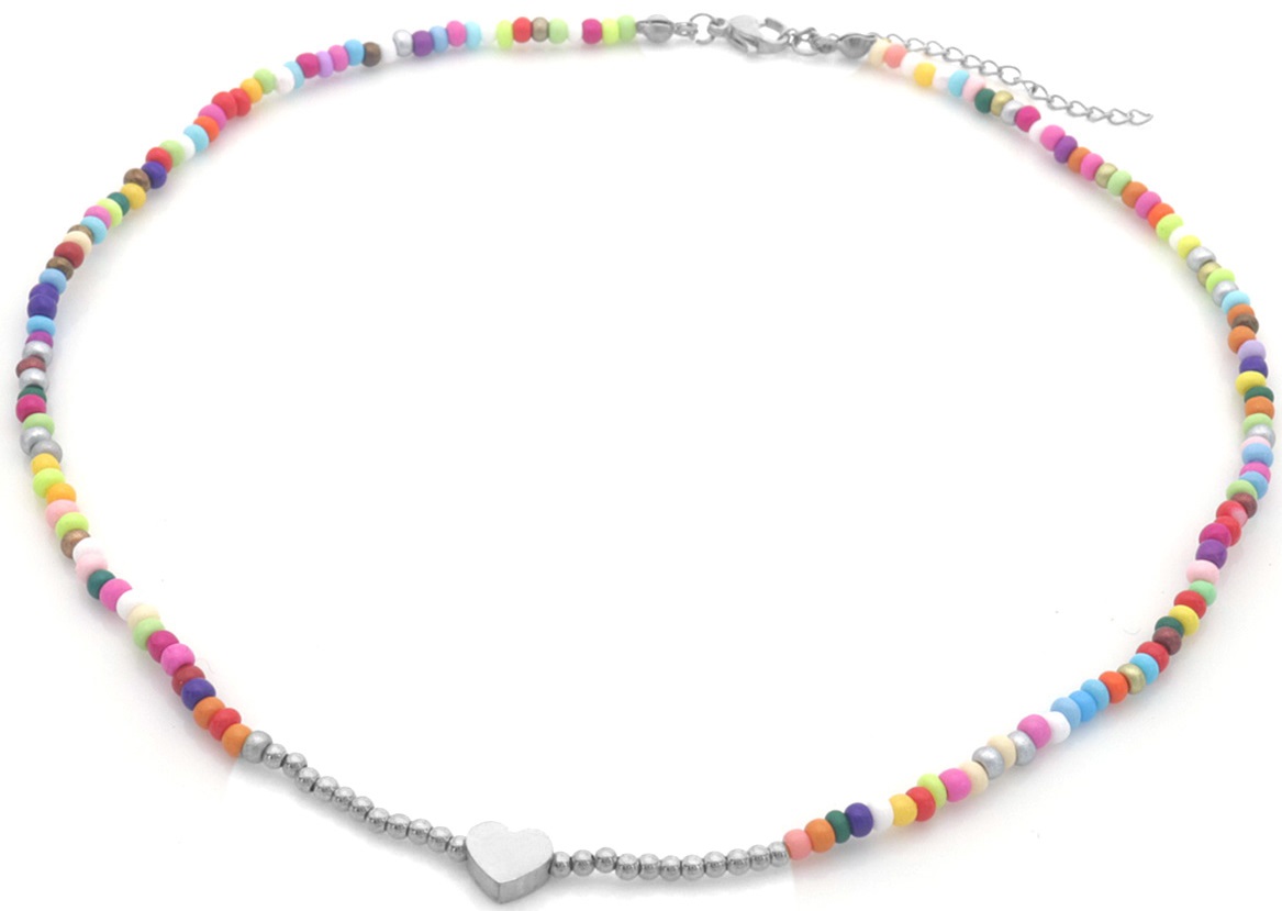 I-A3.1 N100-038S S. Steel Necklace Glassbeads