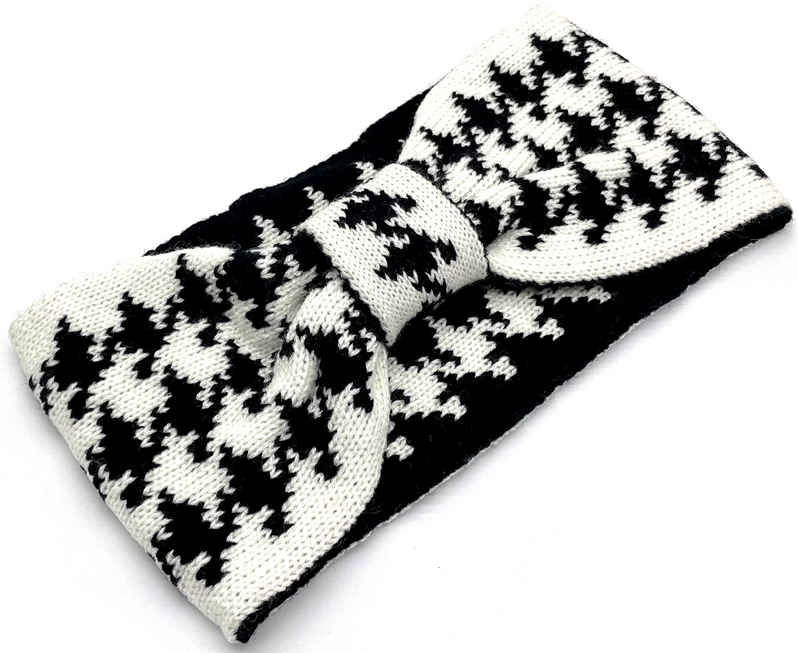 T-M3.2 H401-079 Winter Head Band checkered White