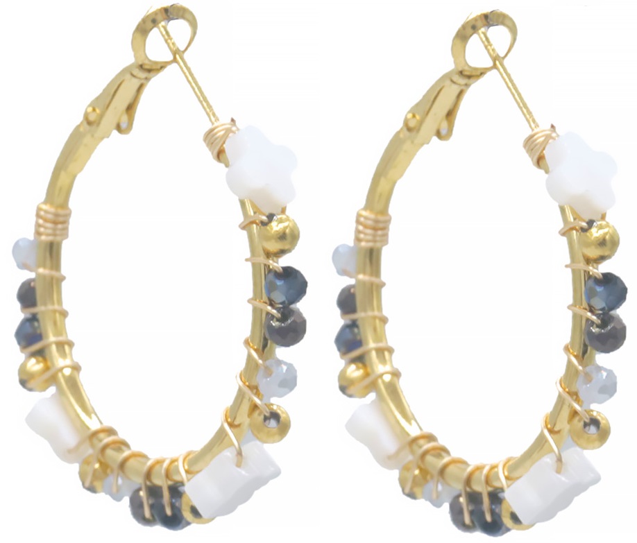 G-D17.1 E221-605-6 S. Steel Earrings Clovers 3.5cm