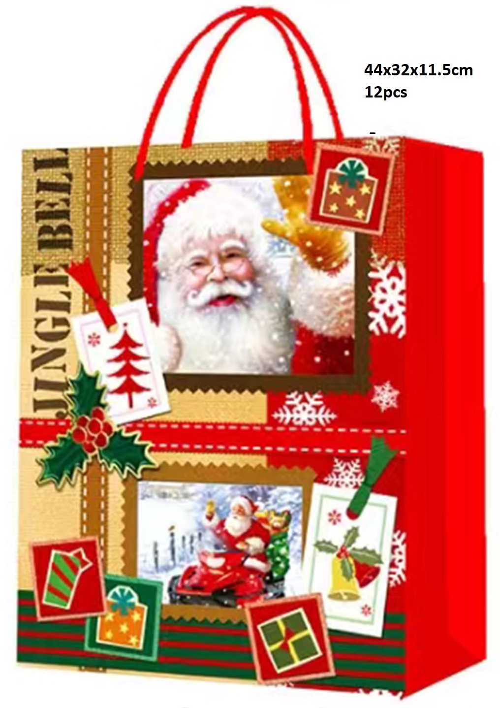 T-B8.1 PK726-007-L Gift Bags 44x32x11.5cm Christmas - 12pcs