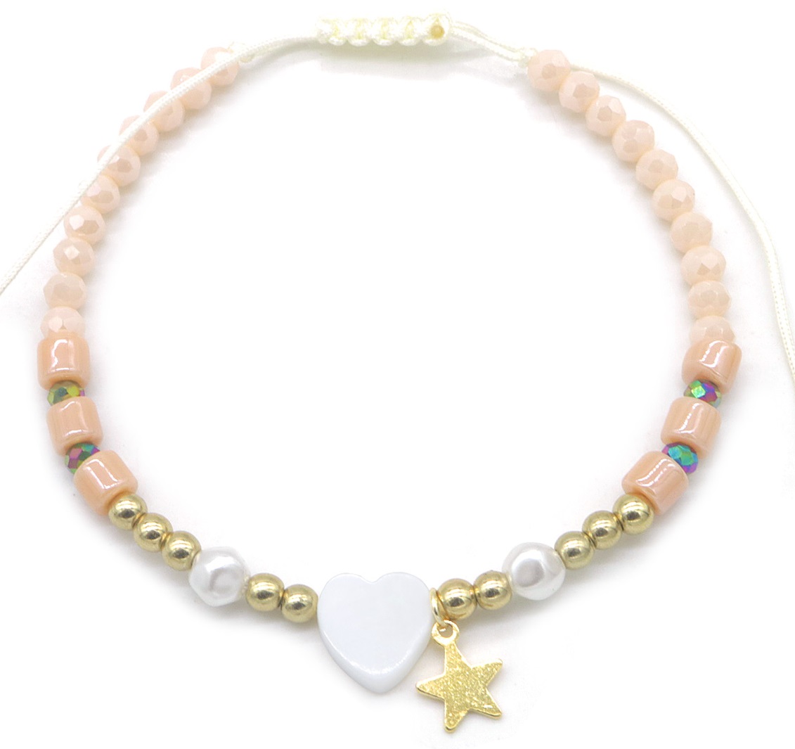 E-A11.1 ANK830-085-1 Anklet Heart Pink