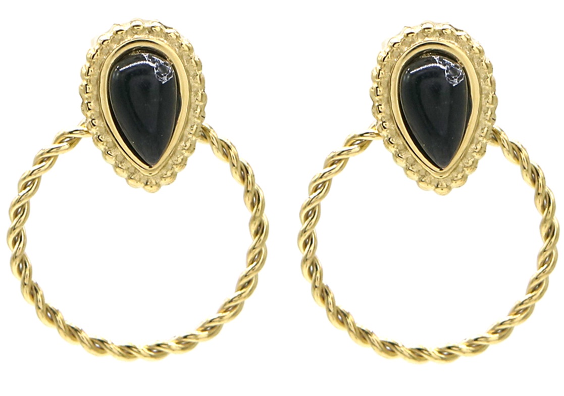 A-F21.2 E010-016G S. Steel Earrings with Stone 1.5x1.5cm