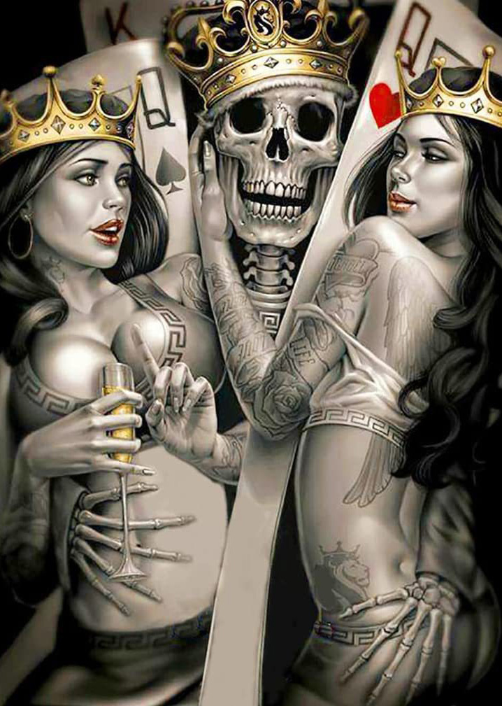 Q-D8.2 GD81249 Diamond Painting -Canvas 40x30cm - Painting 35x25cm Skull