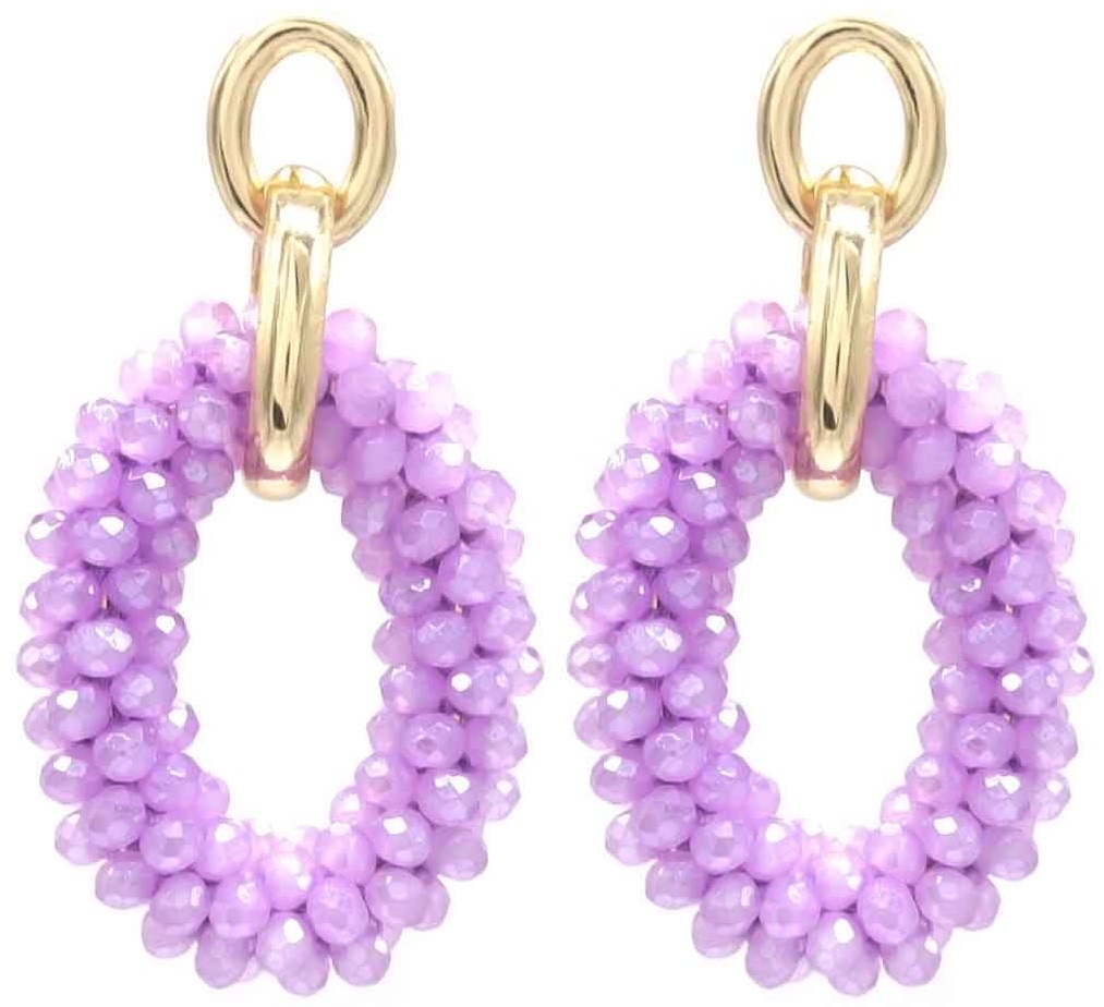 D-A14.1 E725-001 No. 13 Earrings Glass 5cm Purple